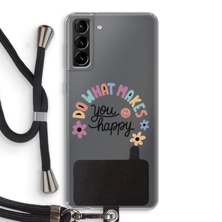 Happy days: Samsung Galaxy S21 Plus Transparant Hoesje met koord