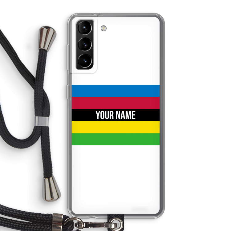 WK Wielrennen: Samsung Galaxy S21 Plus Transparant Hoesje met koord