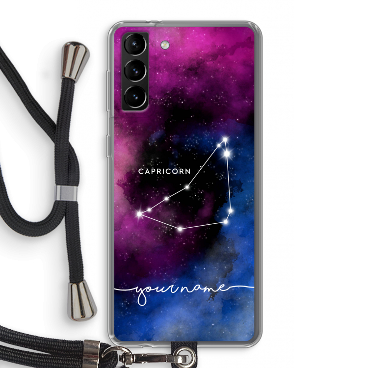 Sterrenbeeld - Donker: Samsung Galaxy S21 Plus Transparant Hoesje met koord