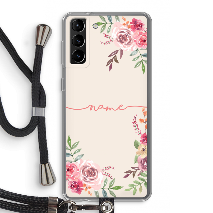 Rozen: Samsung Galaxy S21 Plus Transparant Hoesje met koord