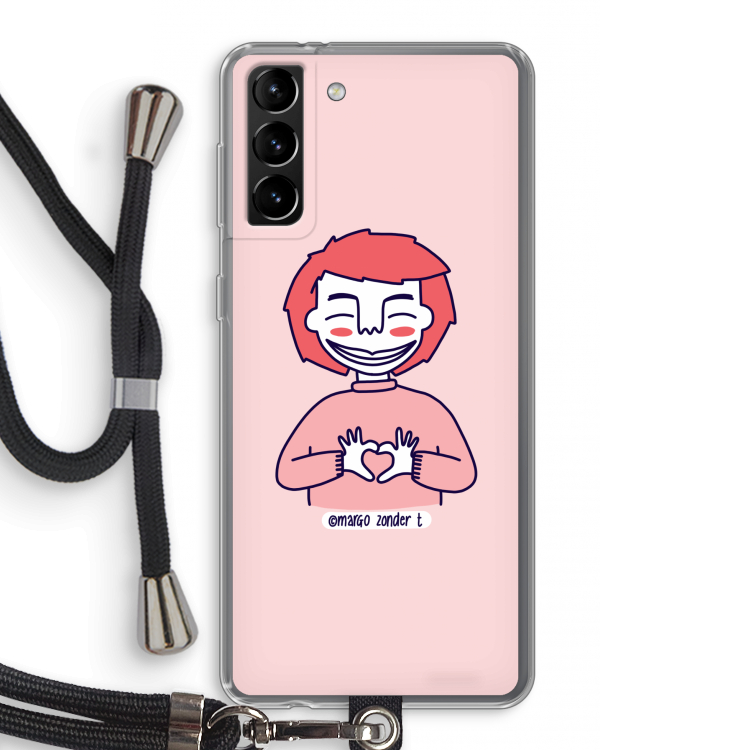 Hartje: Samsung Galaxy S21 Plus Transparant Hoesje met koord