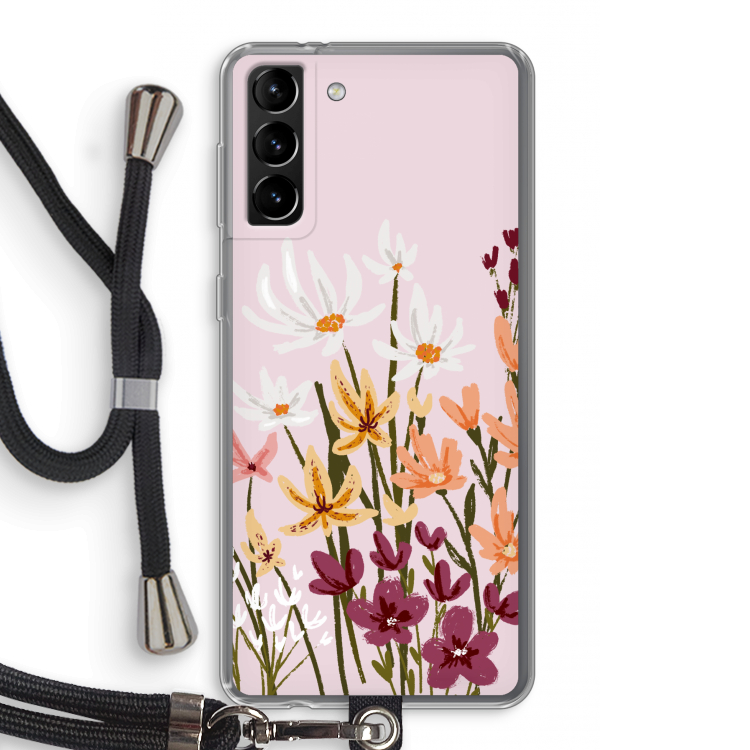 Painted wildflowers: Samsung Galaxy S21 Plus Transparant Hoesje met koord