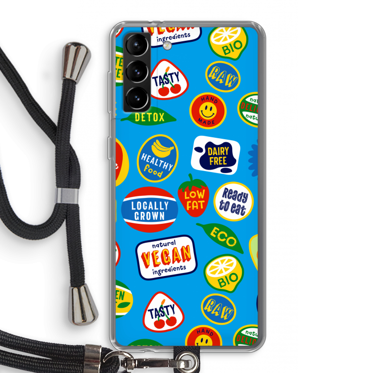 Fruitsticker: Samsung Galaxy S21 Plus Transparant Hoesje met koord