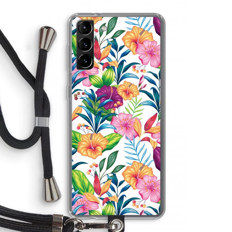 Tropisch 2: Samsung Galaxy S21 Plus Transparant Hoesje met koord