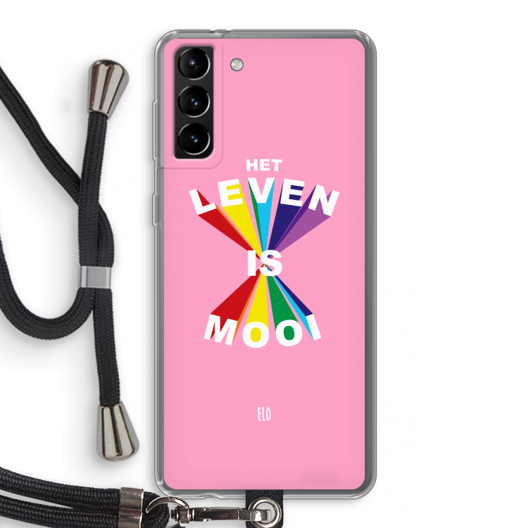 Het Leven Is Mooi: Samsung Galaxy S21 Plus Transparant Hoesje met koord