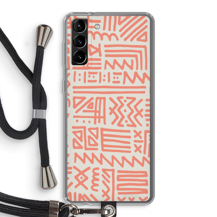 Marrakech Pink: Samsung Galaxy S21 Plus Transparant Hoesje met koord