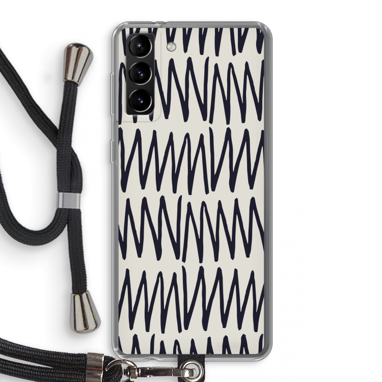 Marrakech Zigzag: Samsung Galaxy S21 Plus Transparant Hoesje met koord