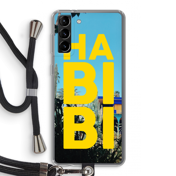 Habibi Majorelle : Samsung Galaxy S21 Plus Transparant Hoesje met koord