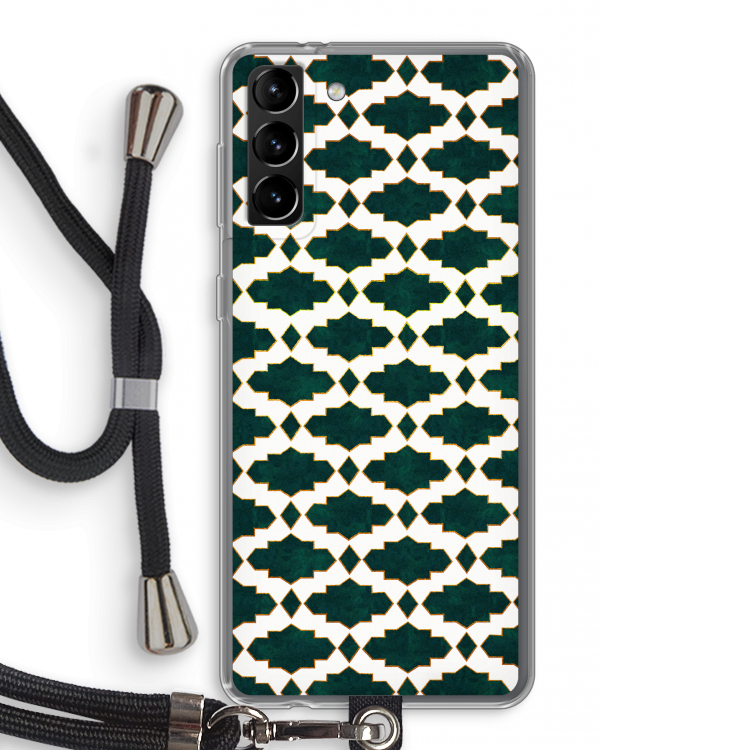 Moroccan tiles: Samsung Galaxy S21 Plus Transparant Hoesje met koord