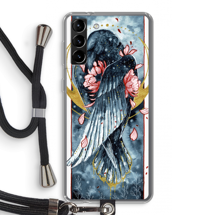 Golden Raven: Samsung Galaxy S21 Plus Transparant Hoesje met koord