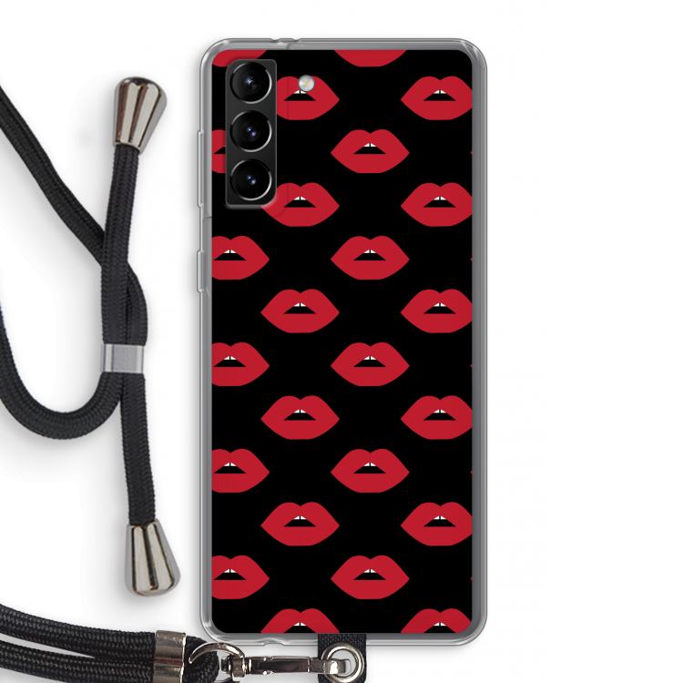 Lips: Samsung Galaxy S21 Plus Transparant Hoesje met koord