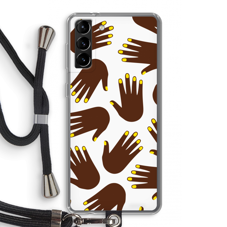 Hands dark: Samsung Galaxy S21 Plus Transparant Hoesje met koord