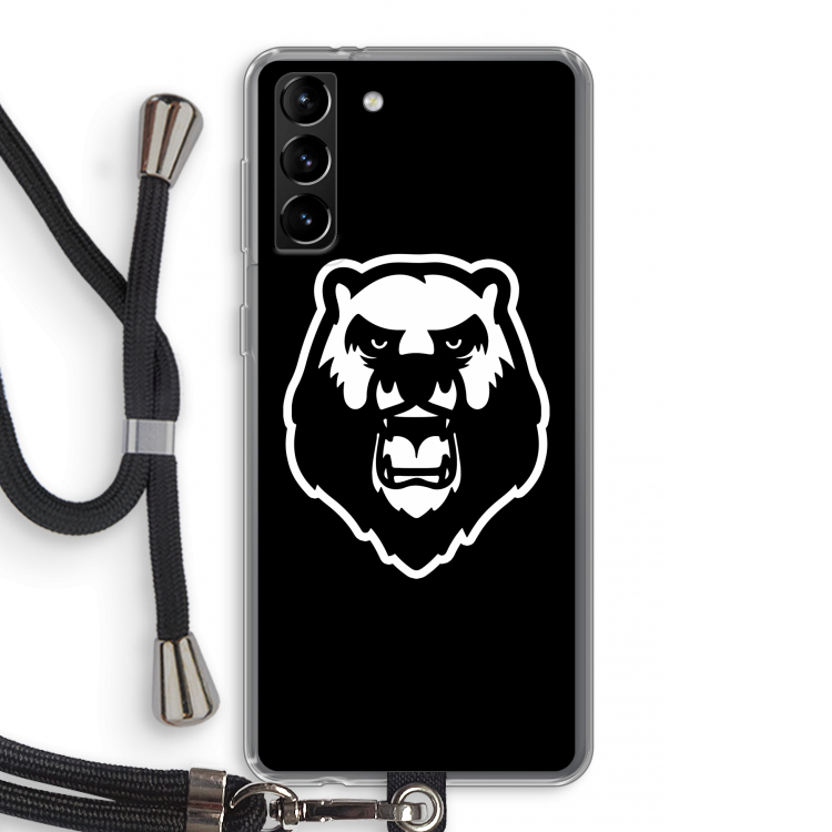 Angry Bear (black): Samsung Galaxy S21 Plus Transparant Hoesje met koord