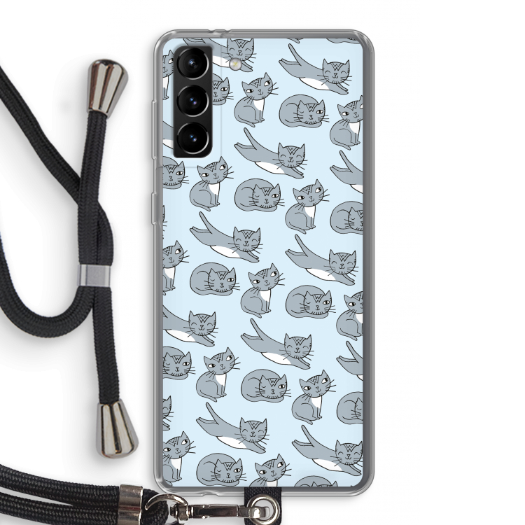 Poezen: Samsung Galaxy S21 Plus Transparant Hoesje met koord