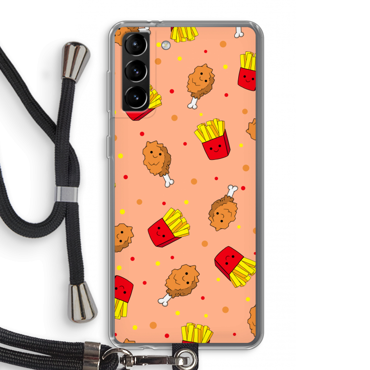 Chicken 'n Fries: Samsung Galaxy S21 Plus Transparant Hoesje met koord