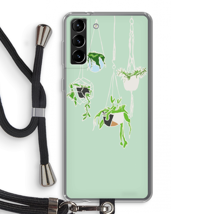 Hang In There: Samsung Galaxy S21 Plus Transparant Hoesje met koord