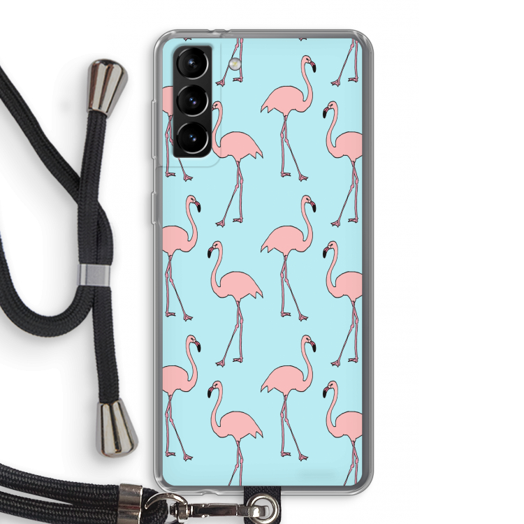 Anything Flamingoes: Samsung Galaxy S21 Plus Transparant Hoesje met koord