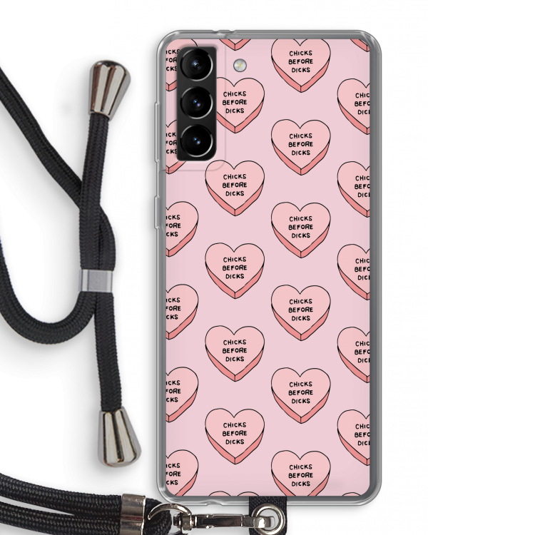 Chicks before dicks: Samsung Galaxy S21 Plus Transparant Hoesje met koord