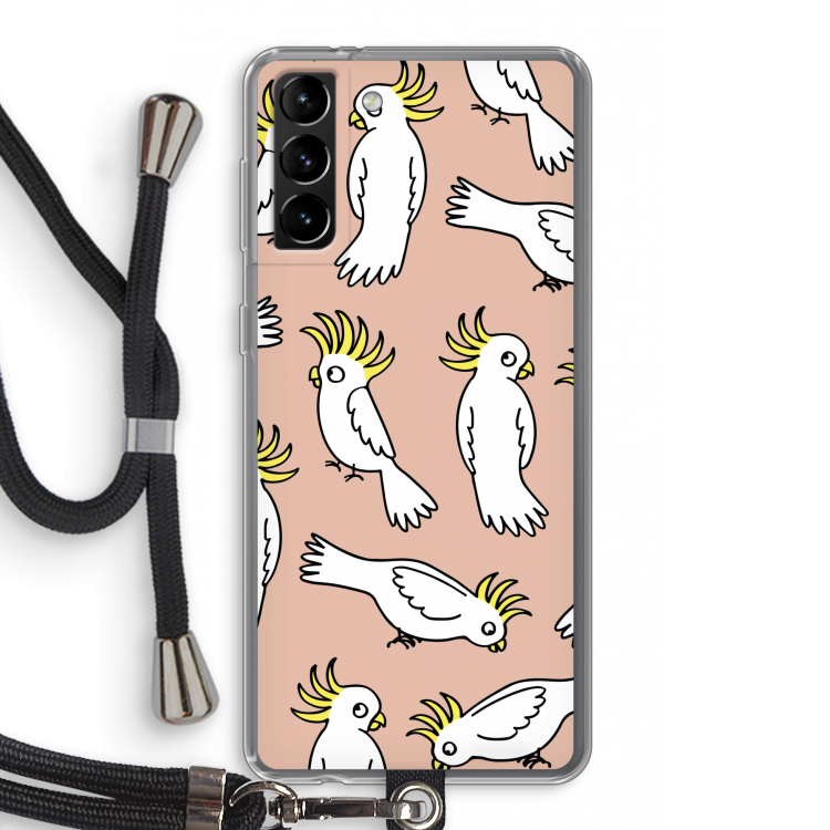 Papegaai: Samsung Galaxy S21 Plus Transparant Hoesje met koord