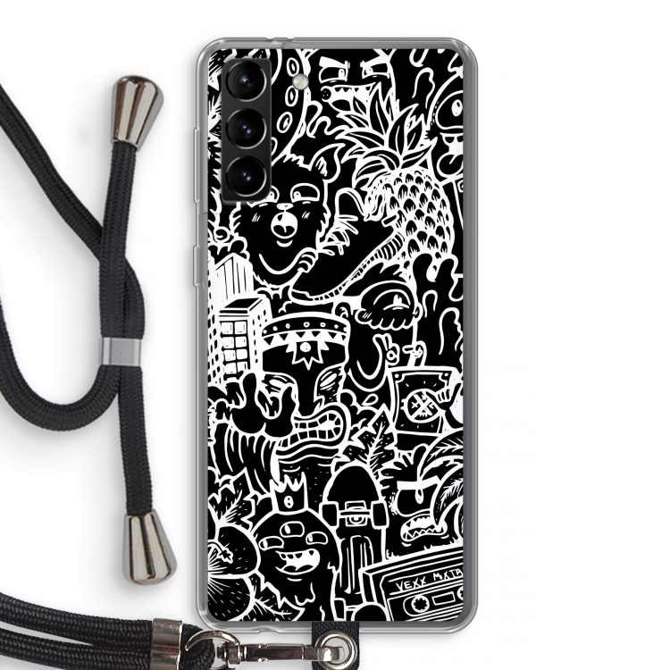 Vexx Black Mixtape: Samsung Galaxy S21 Plus Transparant Hoesje met koord