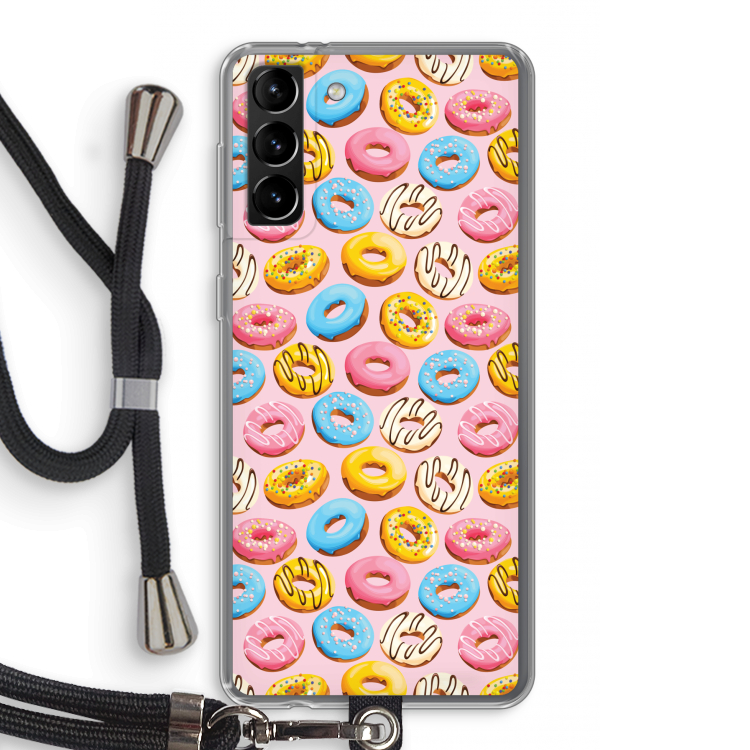 Pink donuts: Samsung Galaxy S21 Plus Transparant Hoesje met koord