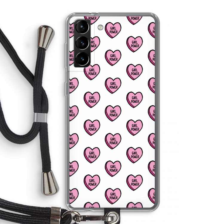 GIRL POWER: Samsung Galaxy S21 Plus Transparant Hoesje met koord