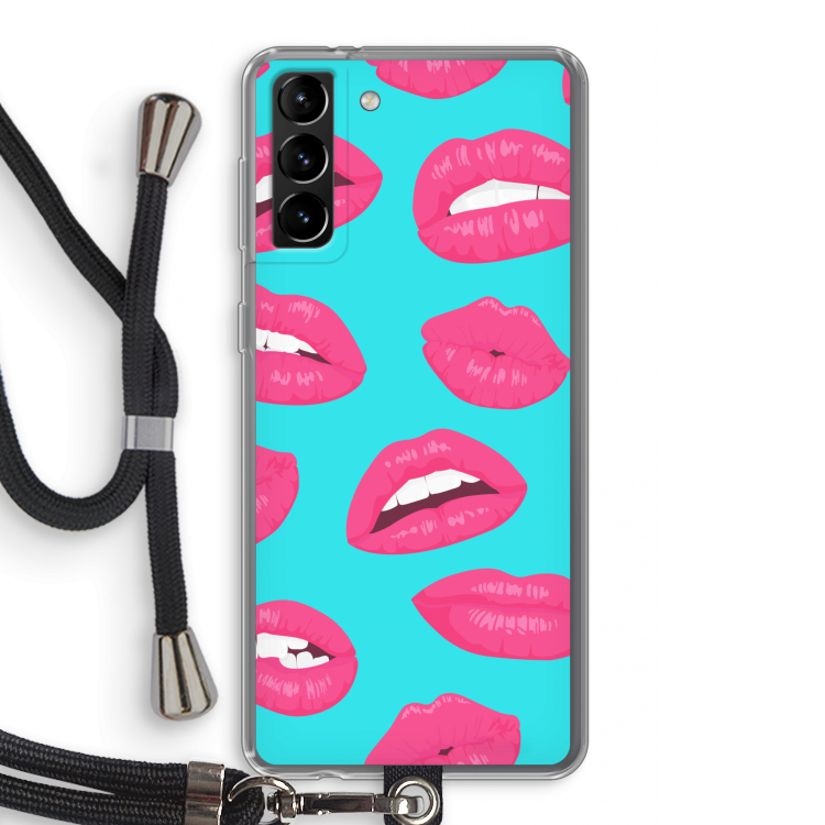 Bite my lip: Samsung Galaxy S21 Plus Transparant Hoesje met koord