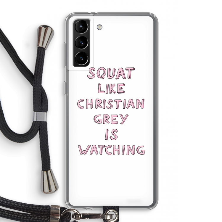 Christian Grey: Samsung Galaxy S21 Plus Transparant Hoesje met koord