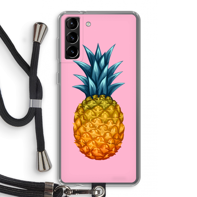 Grote ananas: Samsung Galaxy S21 Plus Transparant Hoesje met koord
