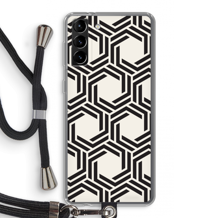Geometrisch patroon: Samsung Galaxy S21 Plus Transparant Hoesje met koord