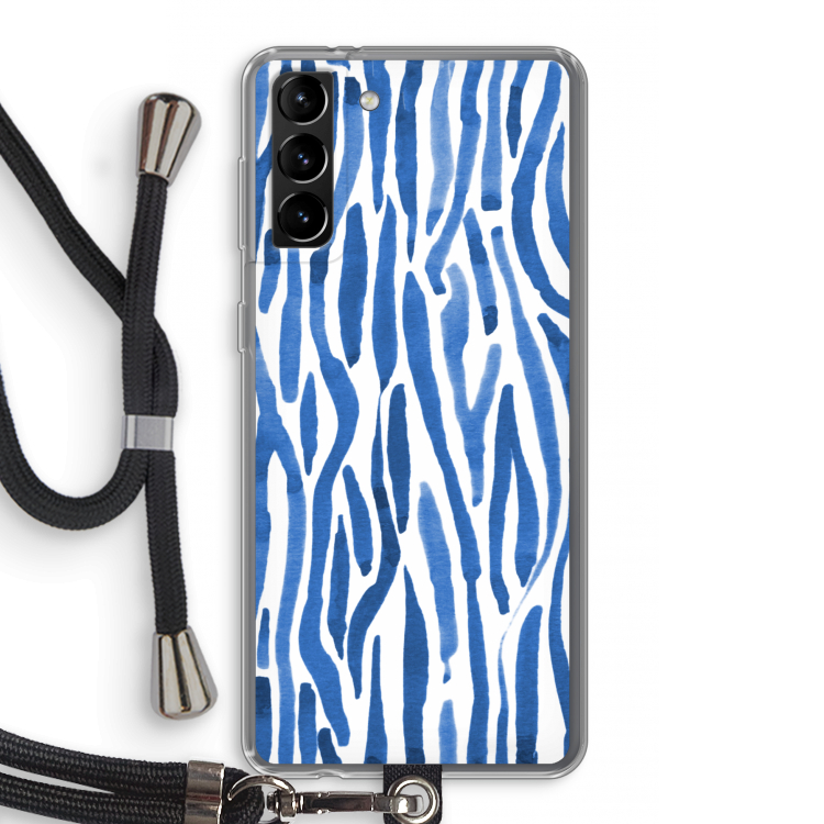 Blauwe nerven: Samsung Galaxy S21 Plus Transparant Hoesje met koord