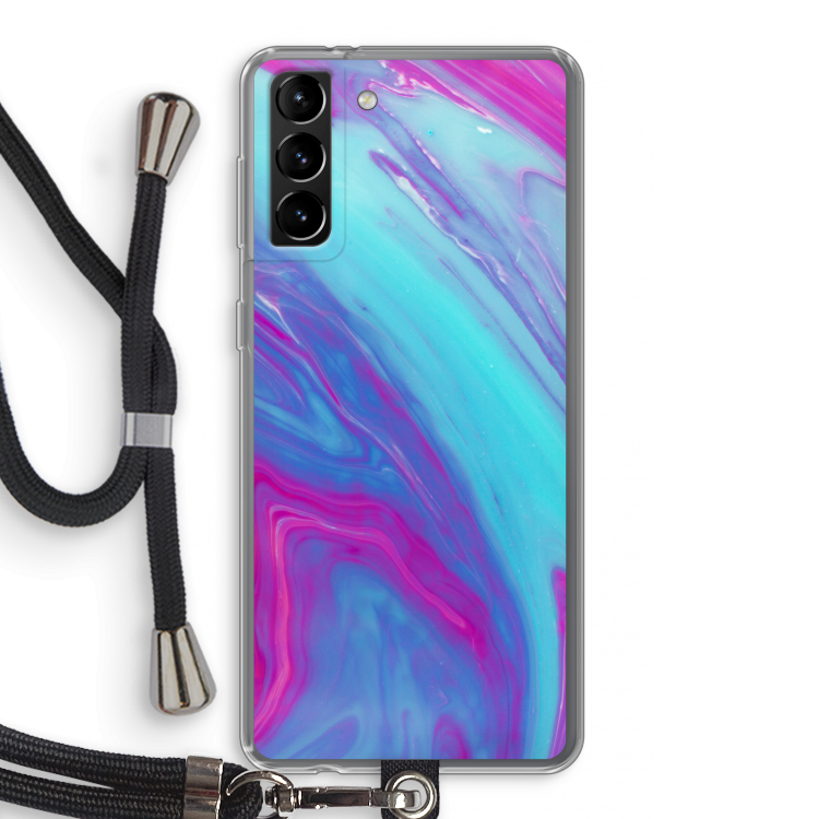 Zweverige regenboog: Samsung Galaxy S21 Plus Transparant Hoesje met koord