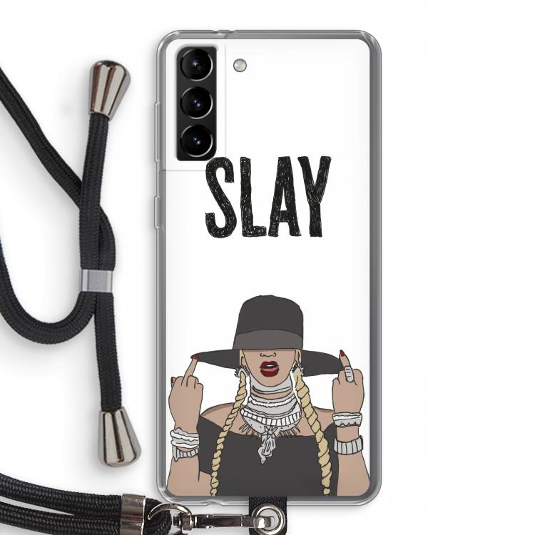 Slay All Day: Samsung Galaxy S21 Plus Transparant Hoesje met koord