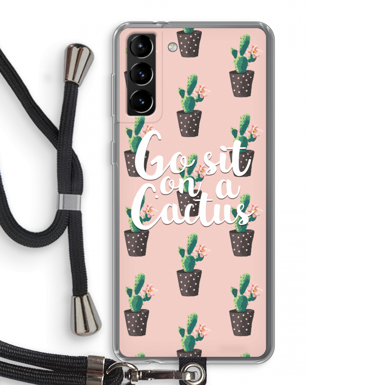 Cactus quote: Samsung Galaxy S21 Plus Transparant Hoesje met koord