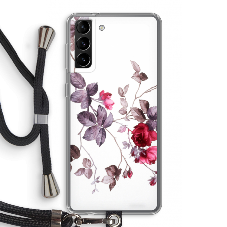 Mooie bloemen: Samsung Galaxy S21 Plus Transparant Hoesje met koord
