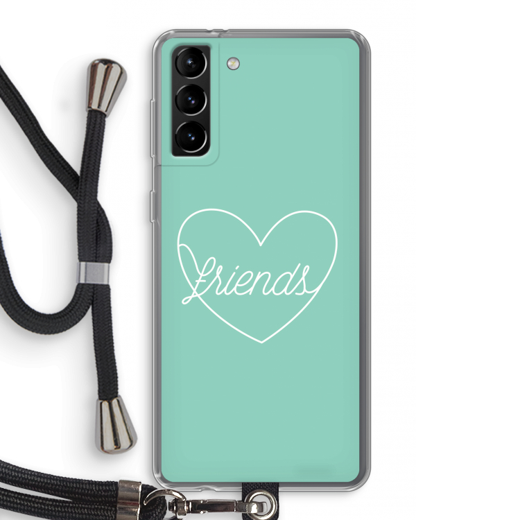 Friends heart pastel: Samsung Galaxy S21 Plus Transparant Hoesje met koord
