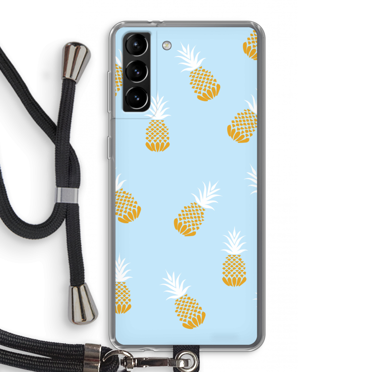 Ananasjes: Samsung Galaxy S21 Plus Transparant Hoesje met koord
