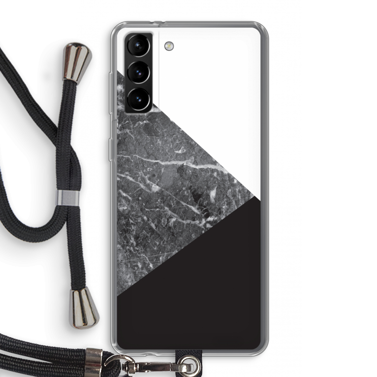 Combinatie marmer: Samsung Galaxy S21 Plus Transparant Hoesje met koord