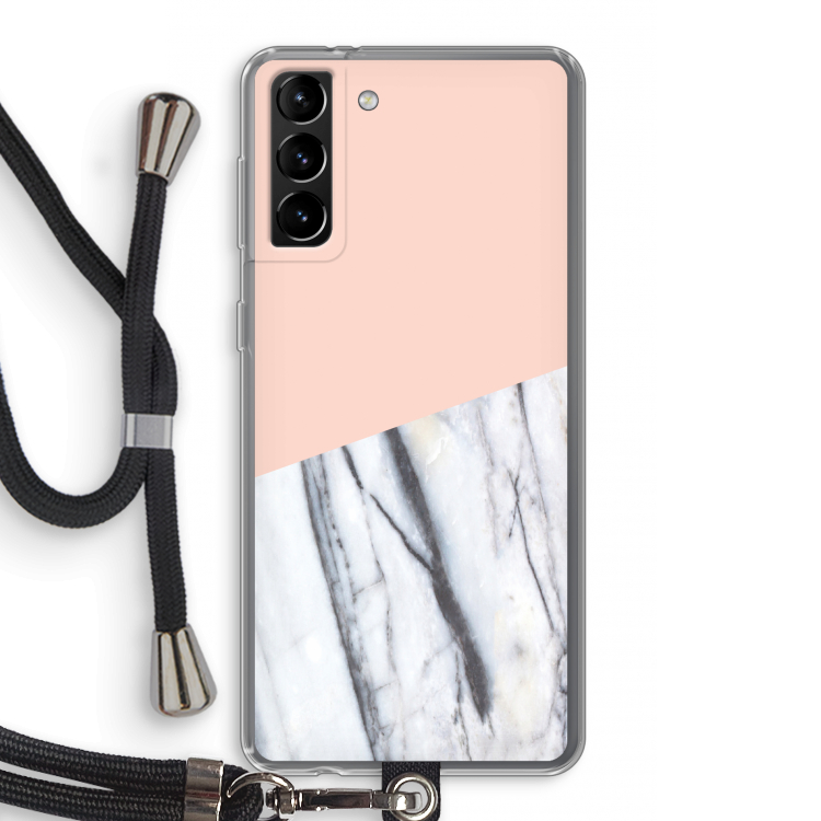 A touch of peach: Samsung Galaxy S21 Plus Transparant Hoesje met koord