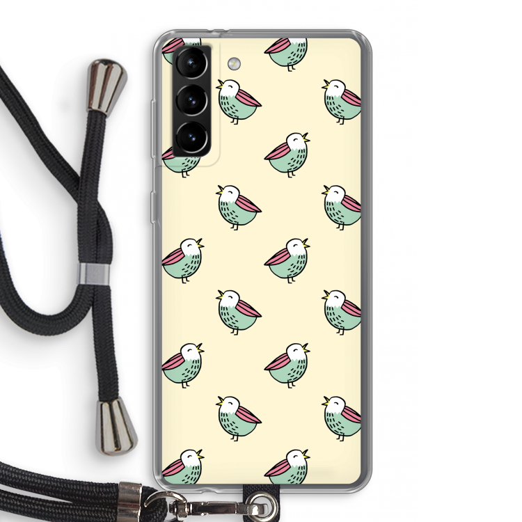 Vogeltjes: Samsung Galaxy S21 Plus Transparant Hoesje met koord