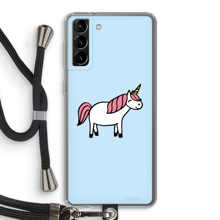 Eenhoorn: Samsung Galaxy S21 Plus Transparant Hoesje met koord