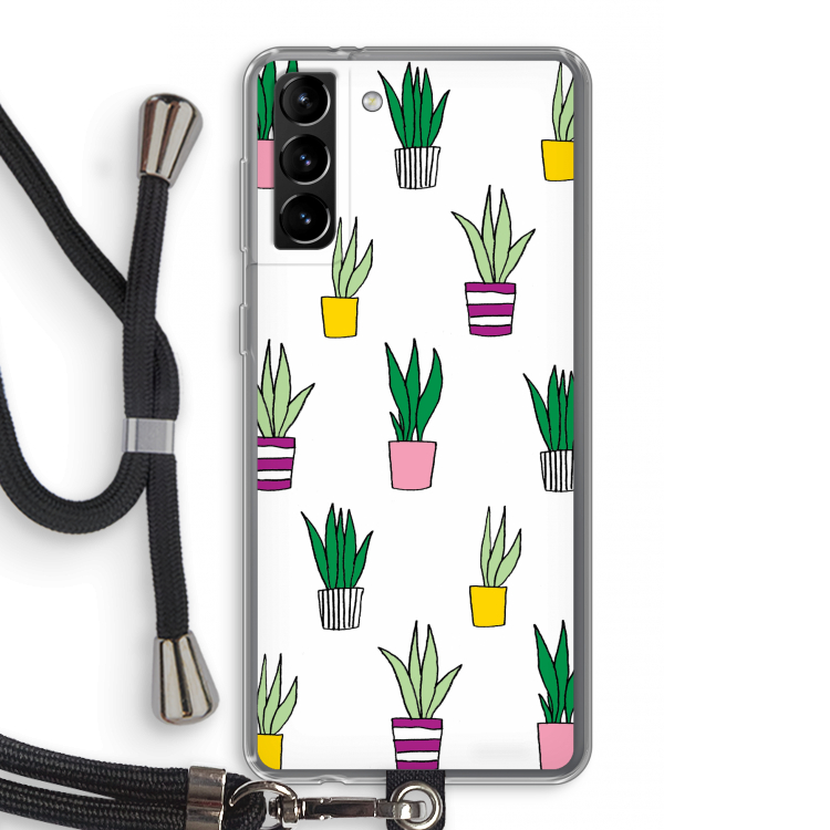 Sanseveria: Samsung Galaxy S21 Plus Transparant Hoesje met koord