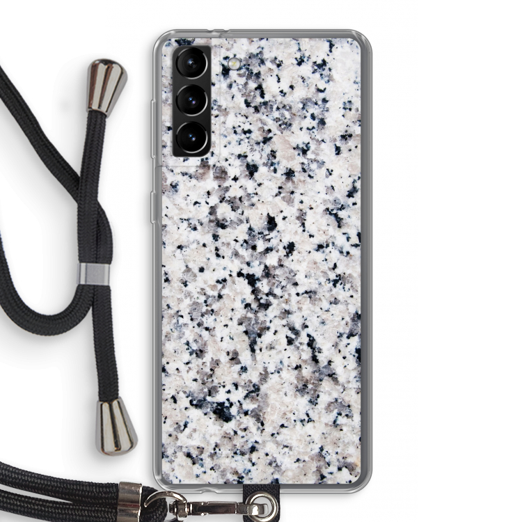 Gespikkelde marmer: Samsung Galaxy S21 Plus Transparant Hoesje met koord