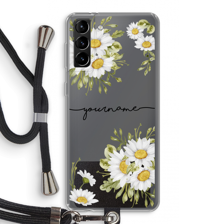 Daisies: Samsung Galaxy S21 Plus Transparant Hoesje met koord