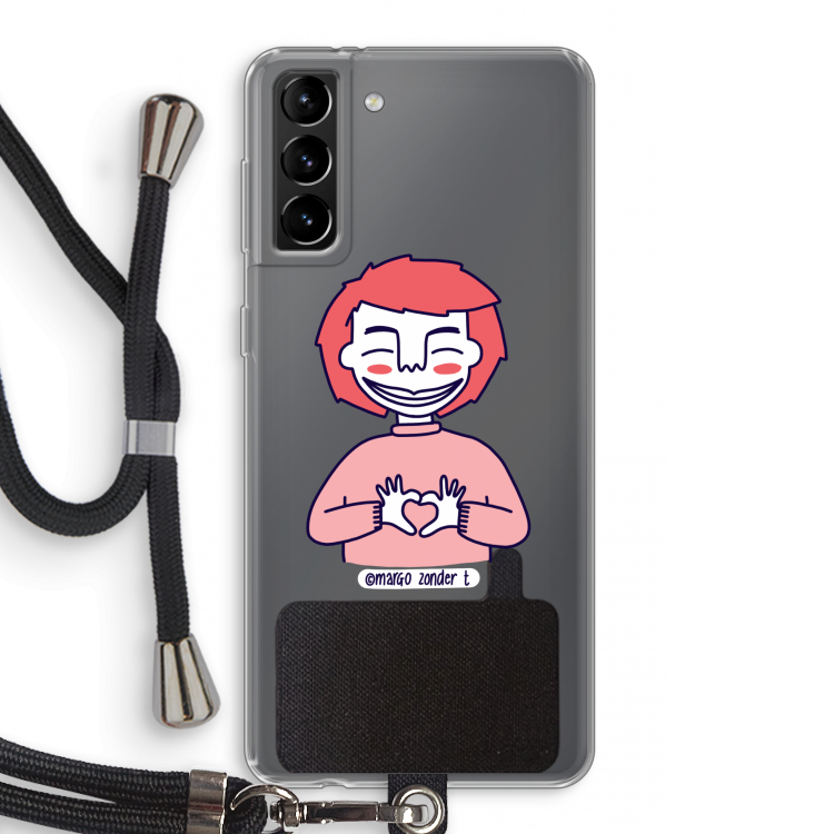 Hartje: Samsung Galaxy S21 Plus Transparant Hoesje met koord