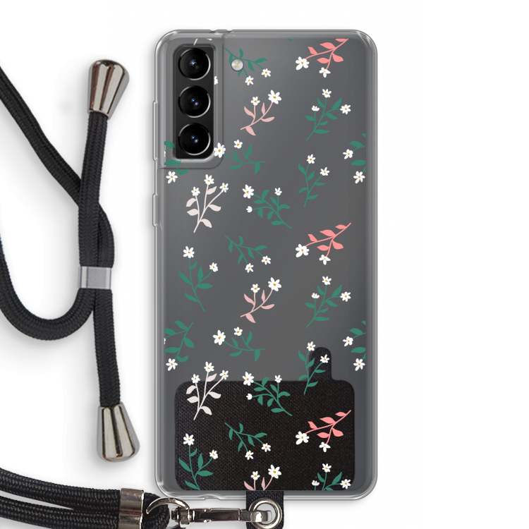 Small white flowers: Samsung Galaxy S21 Plus Transparant Hoesje met koord