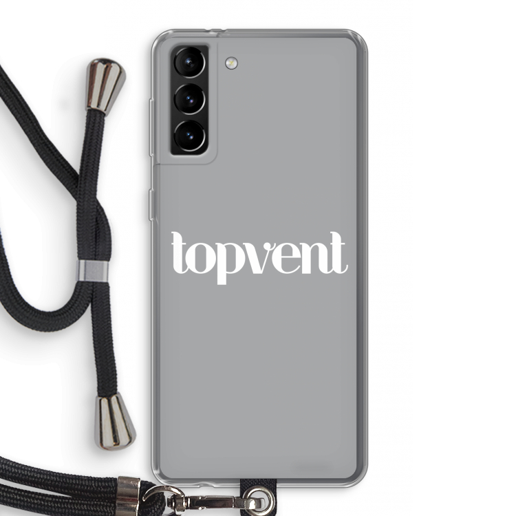 Topvent Grijs Wit: Samsung Galaxy S21 Plus Transparant Hoesje met koord
