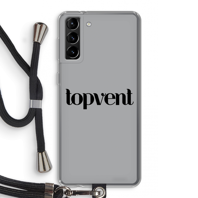 Topvent Grijs Zwart: Samsung Galaxy S21 Plus Transparant Hoesje met koord