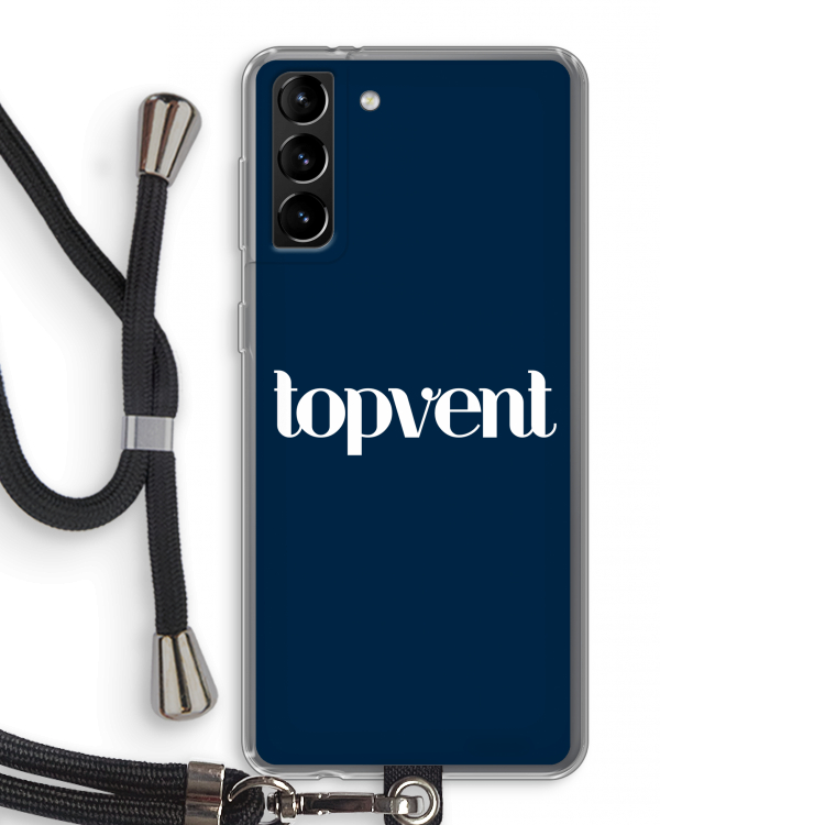 Topvent Navy: Samsung Galaxy S21 Plus Transparant Hoesje met koord