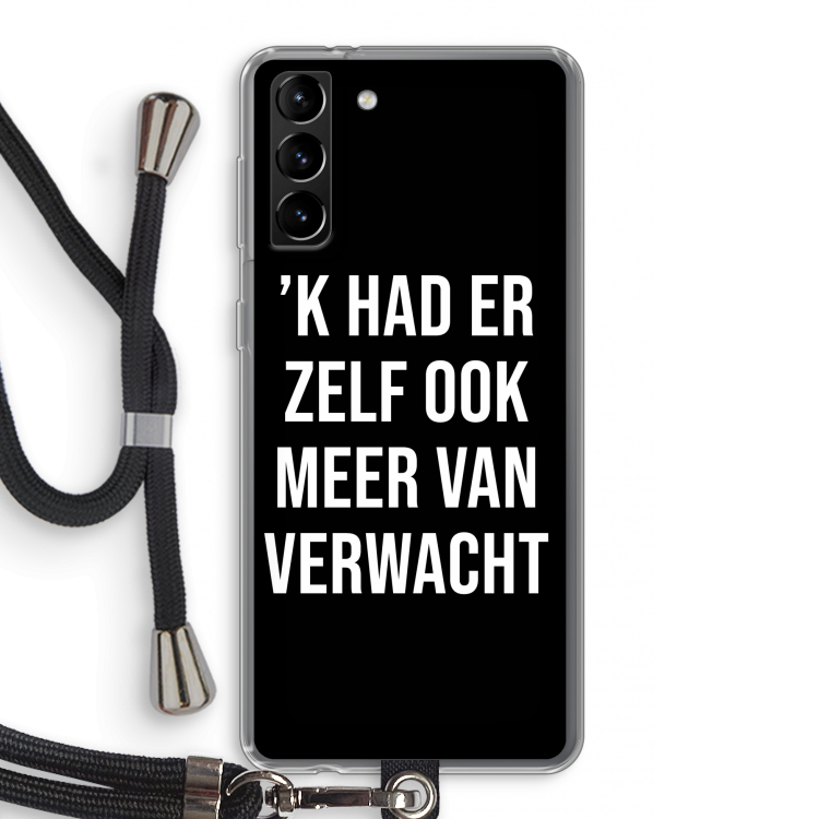 Meer verwacht - Zwart: Samsung Galaxy S21 Plus Transparant Hoesje met koord